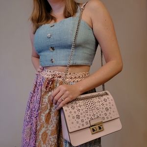 Last chance! Closet Closing! Adeline Crop Top Large blue buttons tank